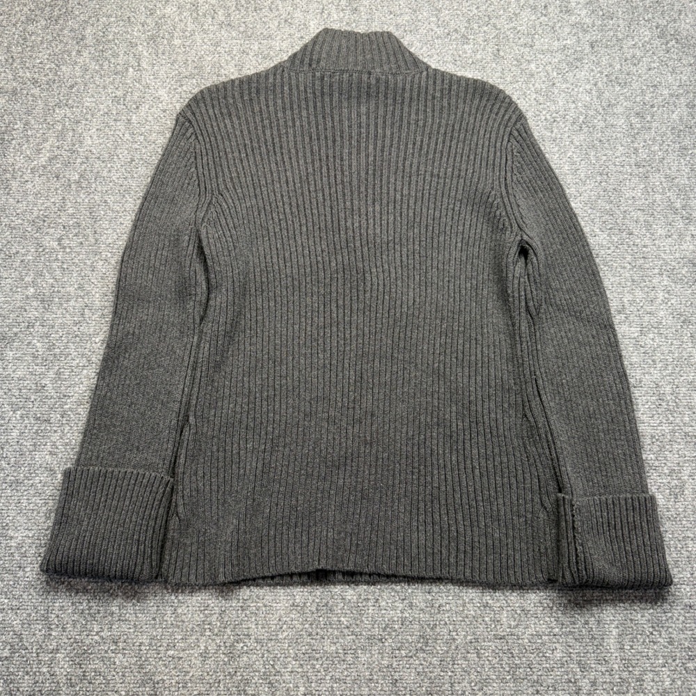 Y2K DKNY Jeans Womens XL Gray Ribbed Quarter Zip Pullover Sweater Logo Spellout - Picture 5 of 6